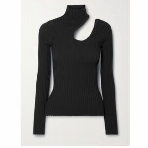 Anine Bing Black Asymmetric Turtleneck Sweater